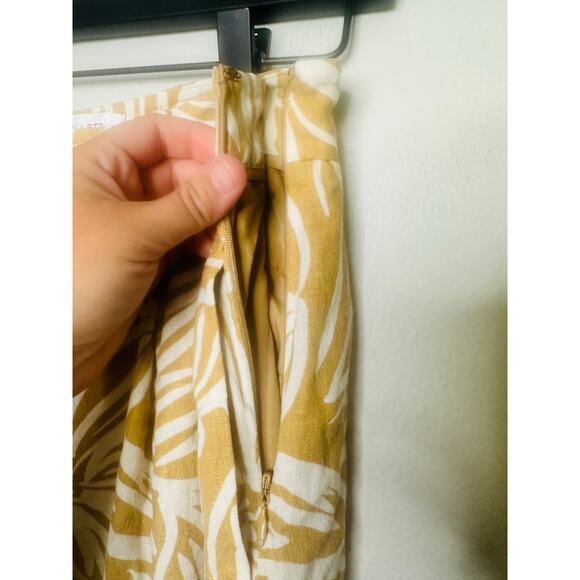 TOCCIN X RTR Brown Tan Floral Printed Wide-Leg Linen Blend Classic Trousers 6 - Picture 11 of 15